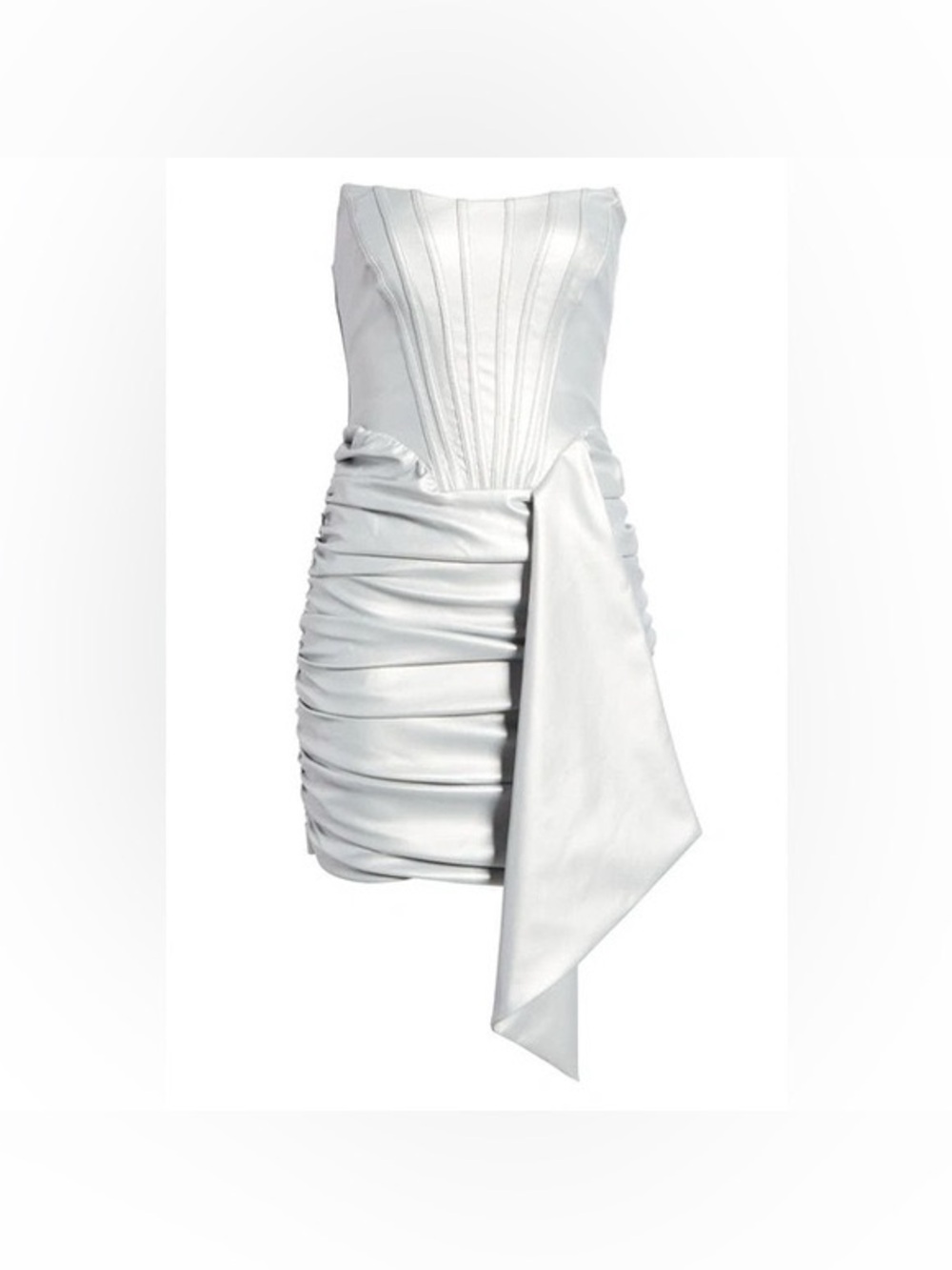 Lavish Alice Metallic Silver Corset Ruched Mini Dress NWT size 0